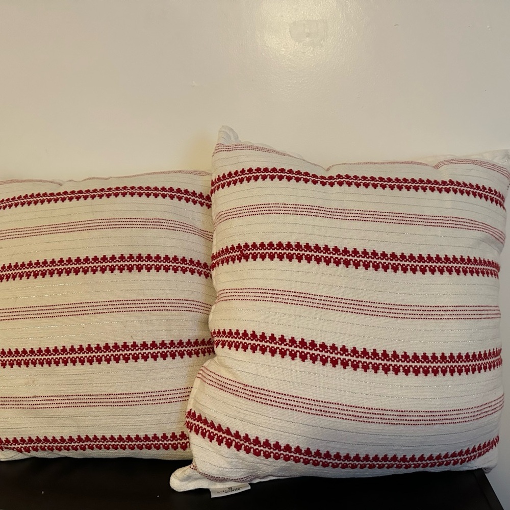 Red and White Striped Throw Pillows